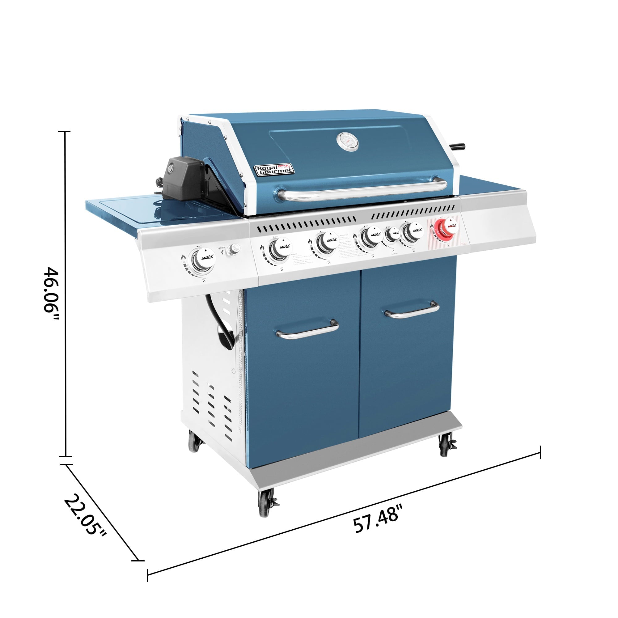 Royal Gourmet GA5403B 5-Burner BBQ Cabinet Style Gas Grill with Rotisserie Kit, Rear Burner, Rear Burner and Side Burner