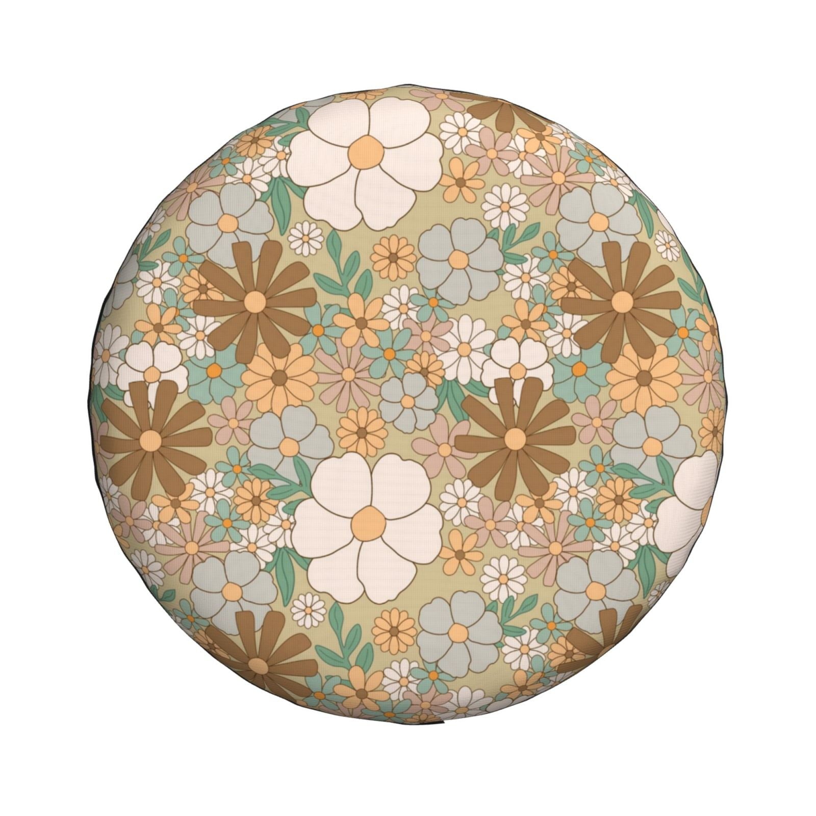 DouZhe Waterproof Spare Tire Cover, Retro Floral Flowers Design Prints Adjustable Wheel Covers Fit for Jeep Trailer RV SUV Car, 14 inch