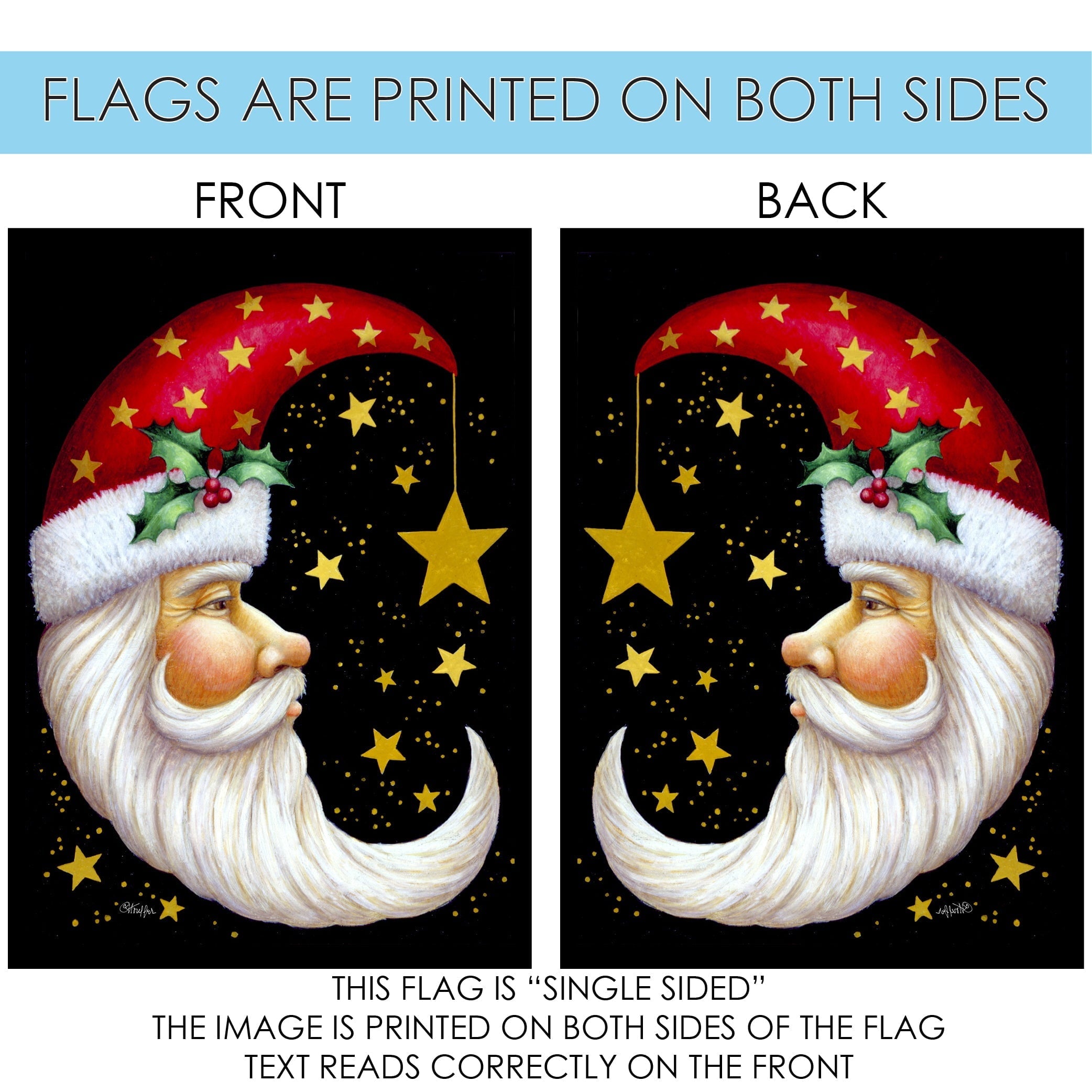 Toland Home Garden Santa Moon Winter Christmas Garden Flag Double Sided 28x40 Inch