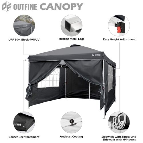 OUTFINE Canopy 10'x10' Pop Up Commercial Instant Gazebo Tent, Fully Waterproo...