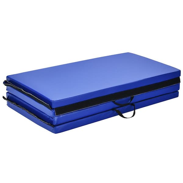 Blue 4 ft. x 8 ft. x 2 in. Folding Gymnastic Tumbling Mat Yoga Mat with Handles (32 sq. ft.)