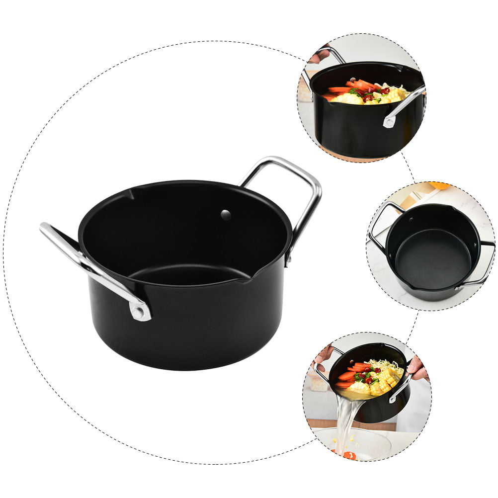 BESTONZON 1Pc Thicken Carbon Steel Stew Pot Non-stick Camping Pot Home Kitchen Cookware