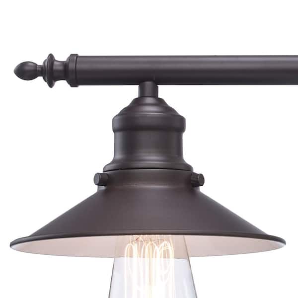 Glenhurst 34 in. 4-Light Industrial Farmhouse Bronze Bathroom Vanity Light Fixture with Metal Shades