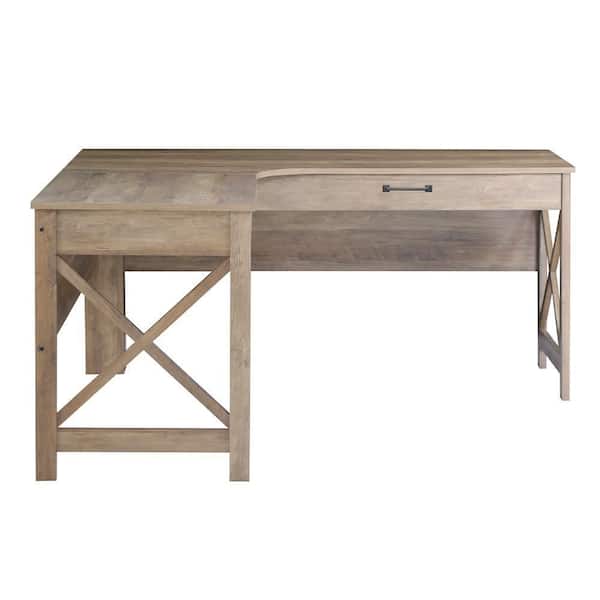 Alaska 62.3 in. L-Shaped Rustic Oak Wood 1-Drawer Writing Desk