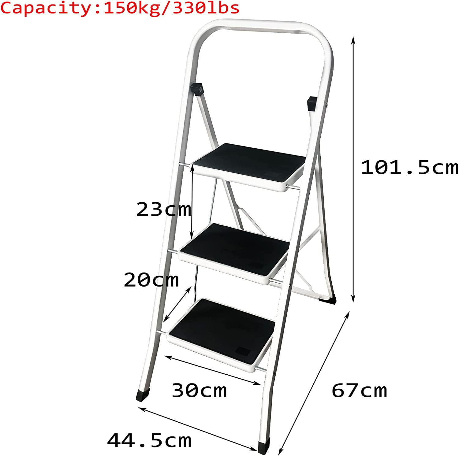 Bowoshen 3 Step Heavy Duty Non-Slip Tread Folding Compact Safety Step Ladder Stepladder