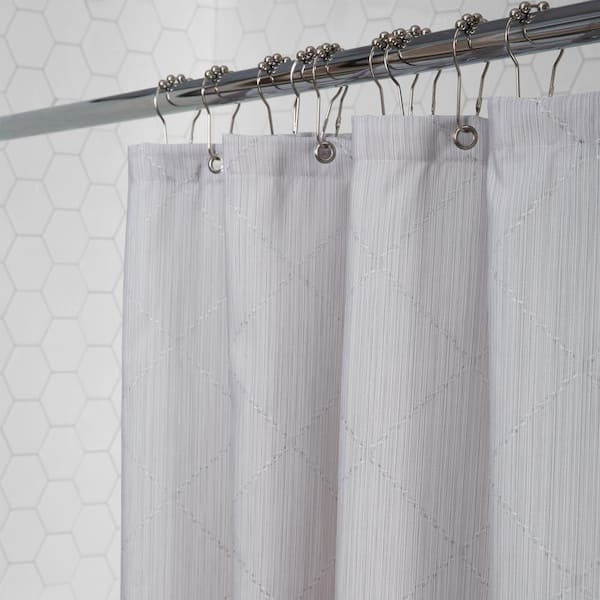 Jacquard Weave Diamond Design Grey 70 in. x 72 in. Shower Curtain