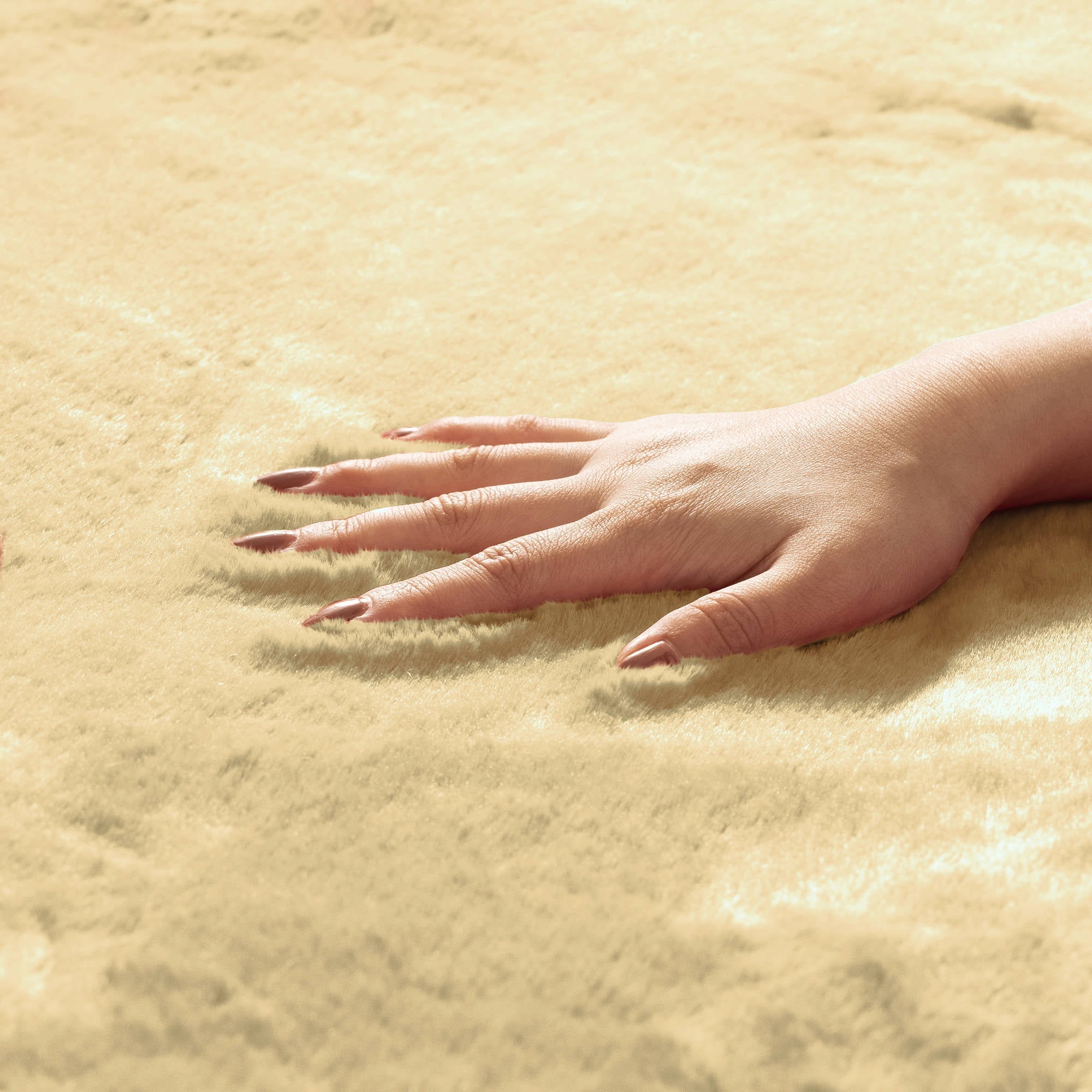 FH Group Doe16 Beige Faux Rabbit Fur Front Set Car Seat Cushions Universal Fit w. Air Freshener