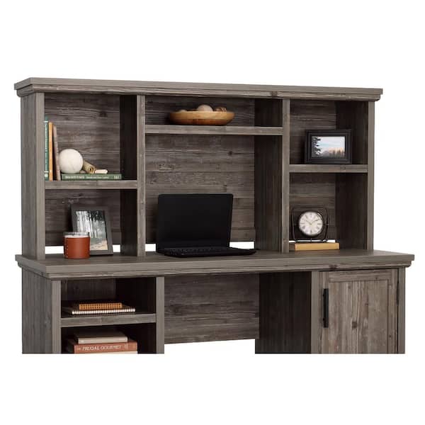 Aspen Post 59.055 in. Pebble Pine Desk Hutch with Adjustable Shelves
