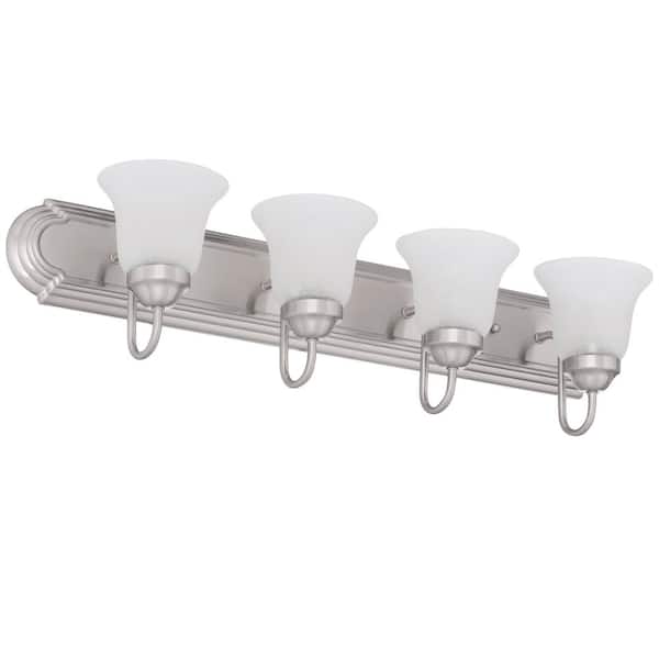 30 in. 4-Light Brushed Nickel Bathroom Vanity Light with Glass Shades