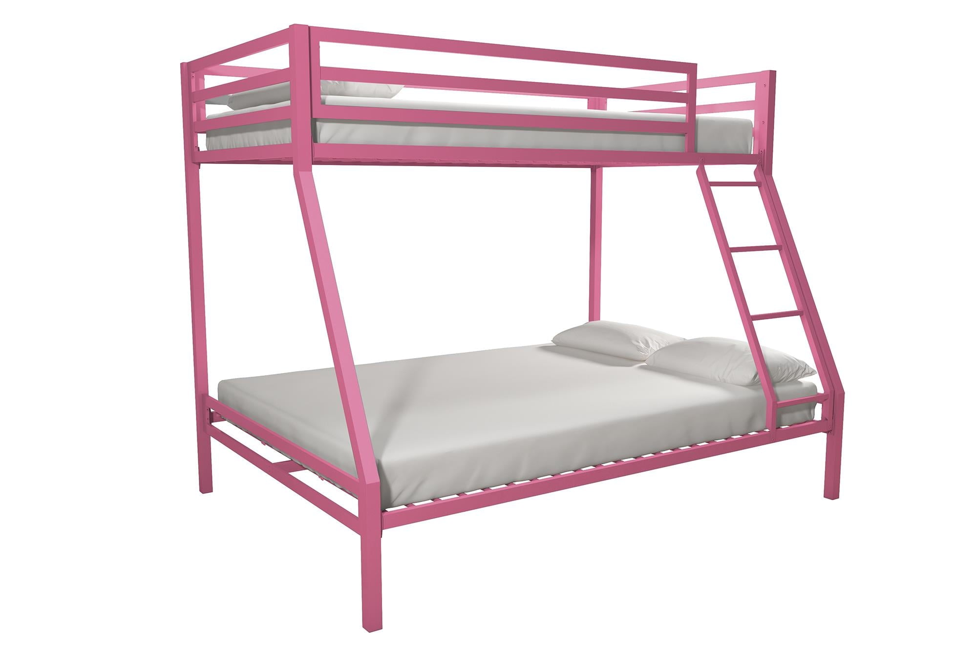 Mainstays Premium Twin over Full Metal Bunk Bed, Pink