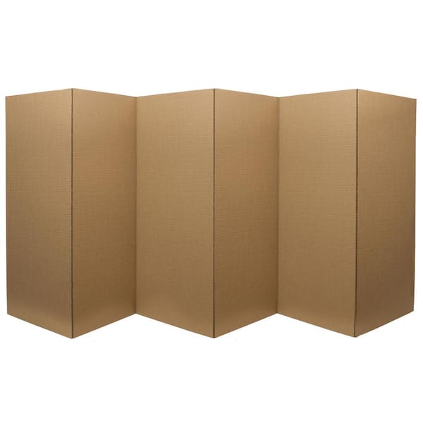 3 ft. Short White Temporary Cardboard Folding Screen - 6 Panels