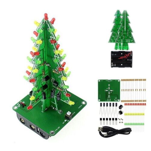 3D Christmas Tree LED DIY Kit 3 color Red/Green/Yell<wbr/>ow Circuit Xmas Lights