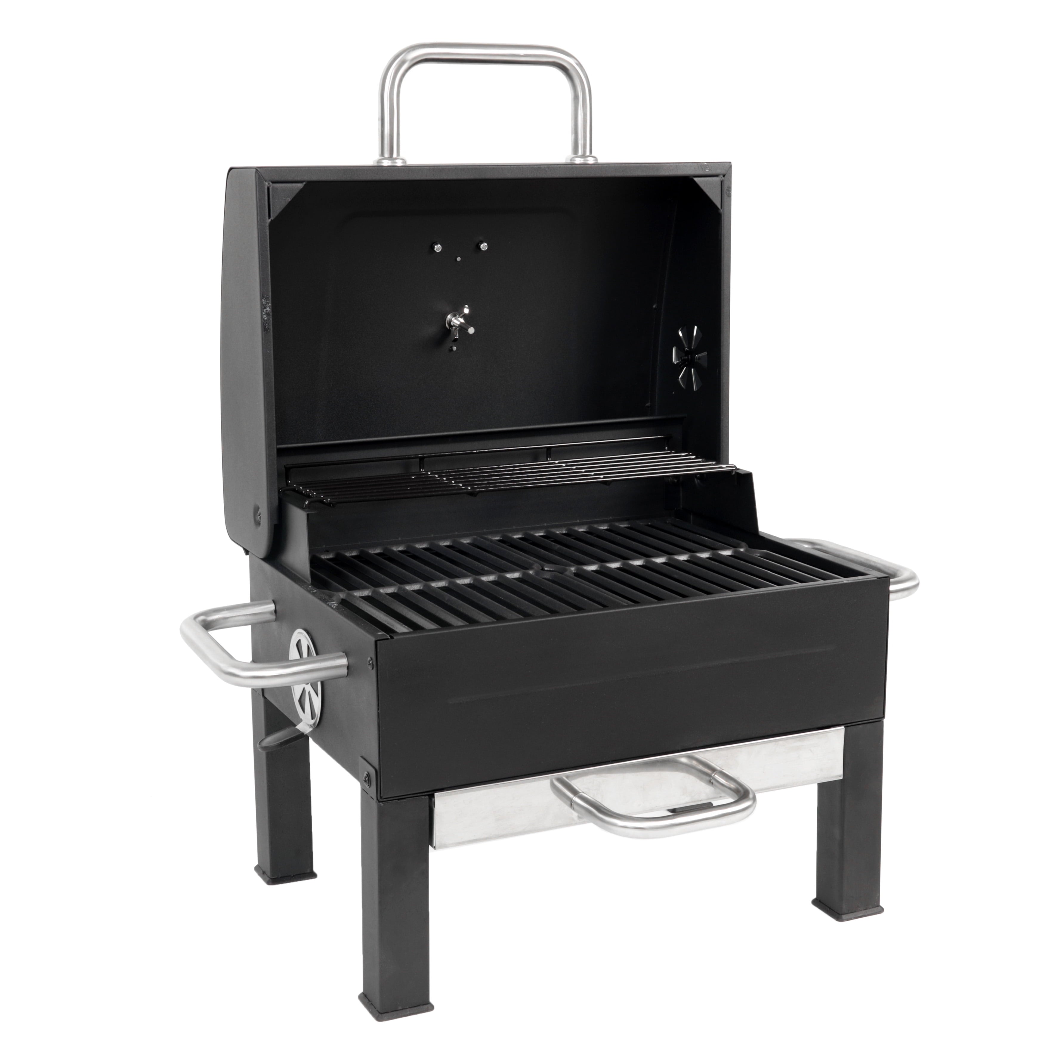 Grill Premium Portable Charcoal Grill, Black and Stainless Steel