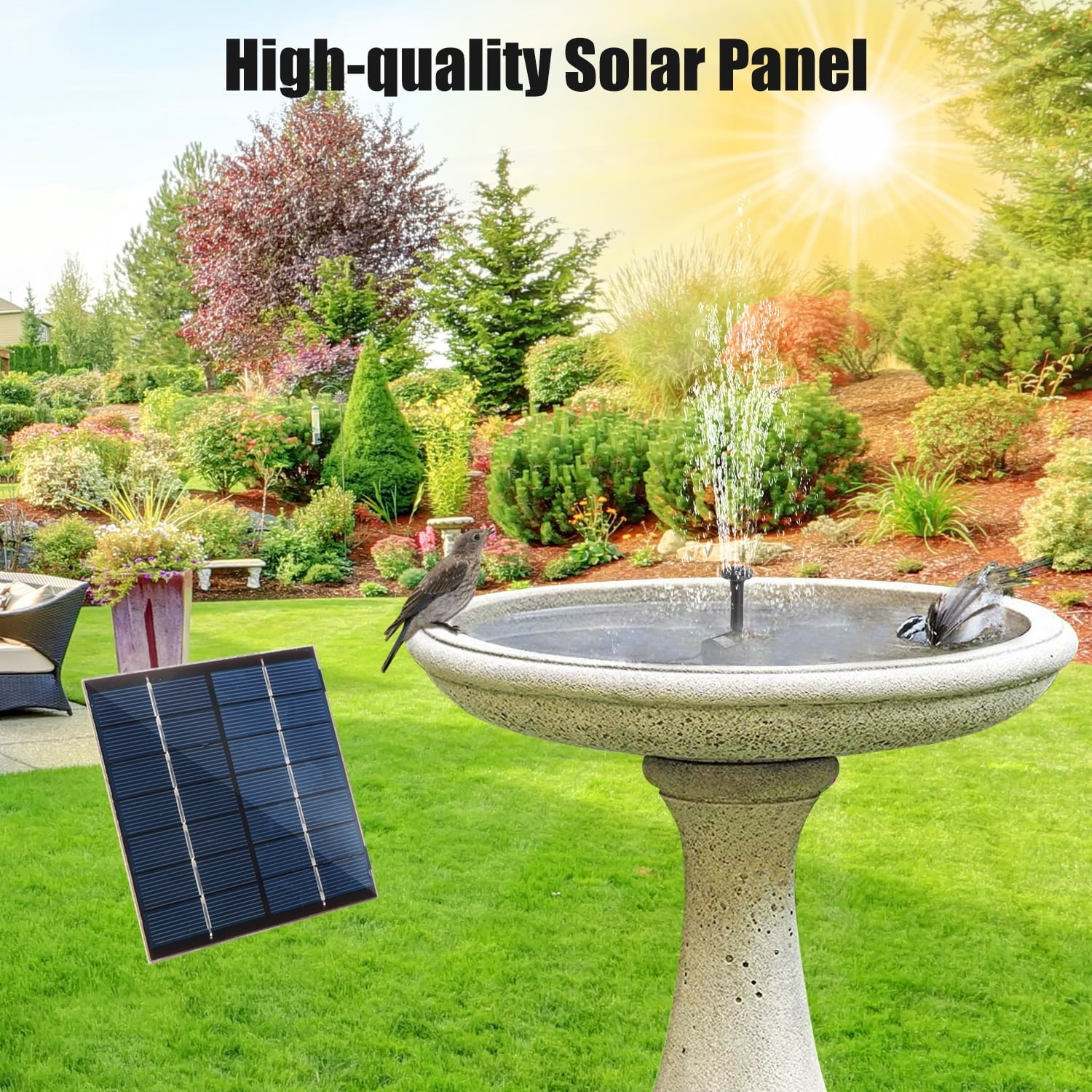 TSV Solar Fountain Water Pump, 1.2W Solar Powered Bird Bath Fountain, Submersible Water Pump Kit Solar Panel Kits for Outdoor Pool, Small Pond, Garden Fish Tank, 150L/H