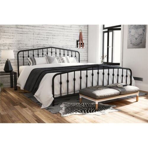 Novogratz Bushwick King Adjustable Metal Bed in Black