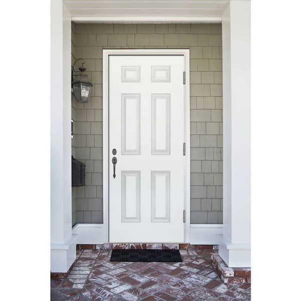36 in. x 80 in. Element Series 6-Panel Wht Primed Steel Prehung Front Door with 36 in. Left-Hand Outswing and 6 in. Wall