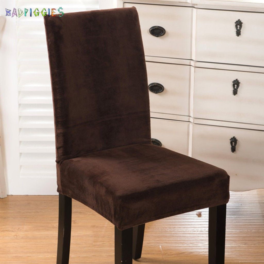 BadPiggies 1 Pack Velvet Stretch Dining Room Chair Covers Soft Removable Dining Chair Slipcovers,Grey