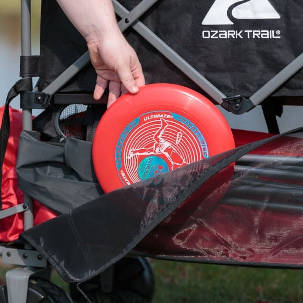 Ozark Trail Double Decker Folding Wagon with Extension Handle, Black