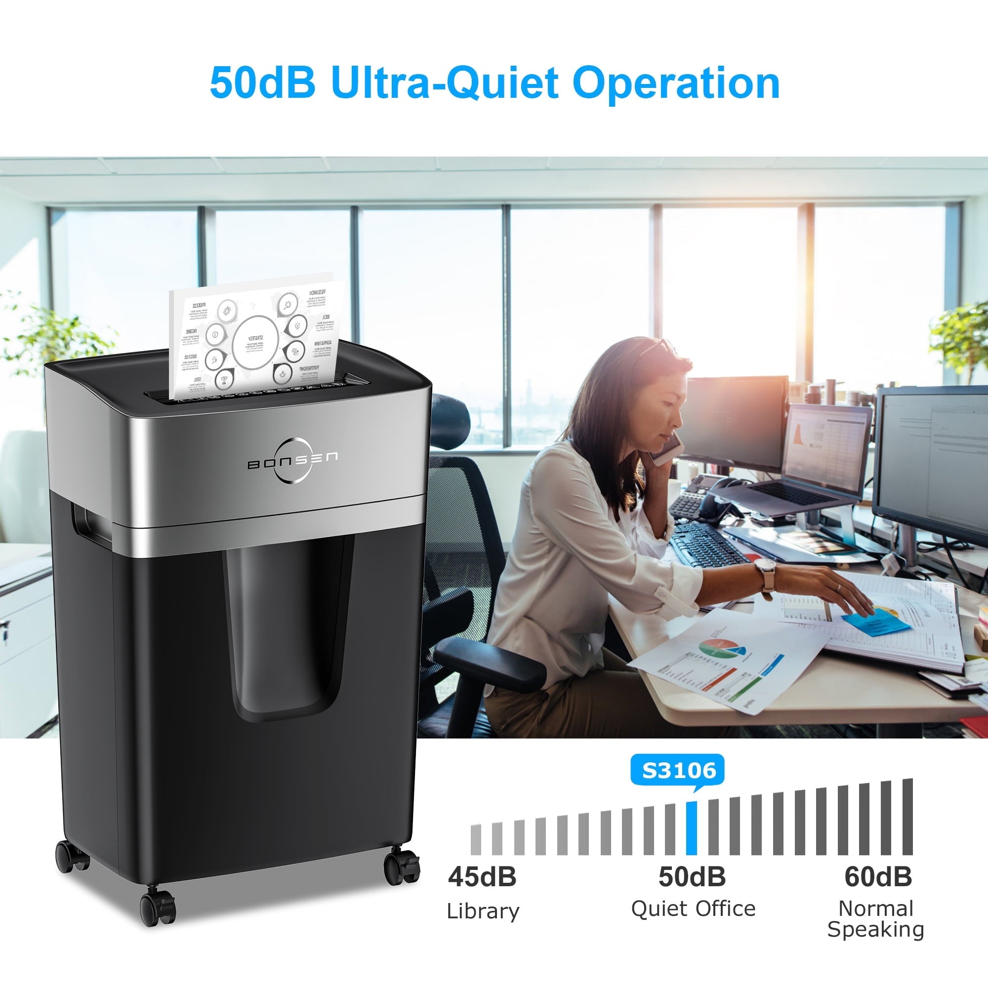 Bonsen 10-Sheet Micro Cut Paper Shredder Home Office Shredder with 5.2 Gallon Wastebasket