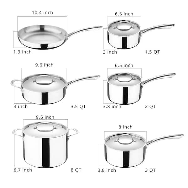 Tri-Ply 11-Piece Stainless Steel Cookware Set
