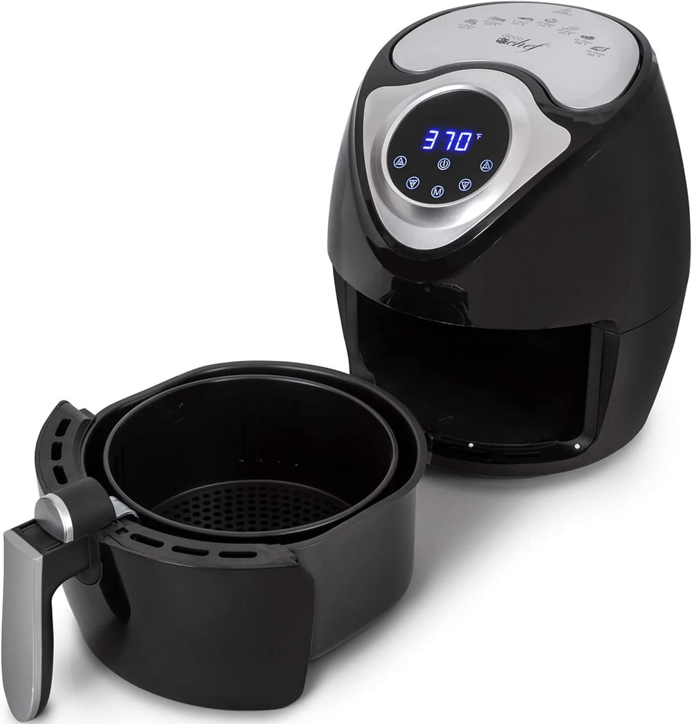 14.5 Cup 3.7 Qt Digital Air Fryer Cooker With 7 Smart Programs, Led Touch Screen, Oil-Less Non-Stick Coated Basket, Timer Counter Top, Healthy Kitchen Safe Frying Station With Cook Book