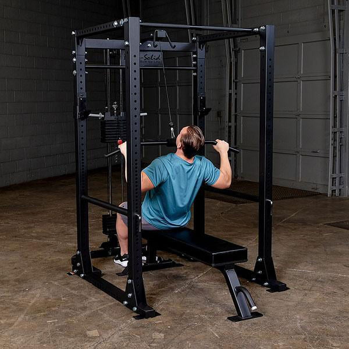 Body-Solid Power Rack w/ 150 lbs. Weight Stack and Bench (Commercial Gym Quality)