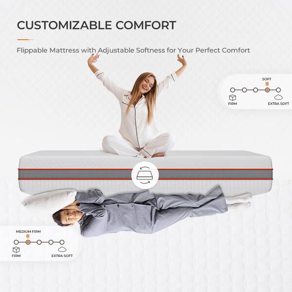 Queen Medium Firm Memory Foam 12 in. Mattress, Double-sided Mattress