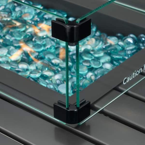 Vistano Rectangle Aluminum Slat Outdoor Fire Pit Table