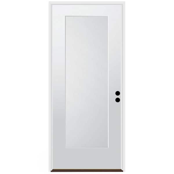 36 in. x 80 in. 1-Panel Left-Hand/Inswing Unfinished Primed White Fiberglass Prehung Front Door w/6-9/16 in. Jamb Size