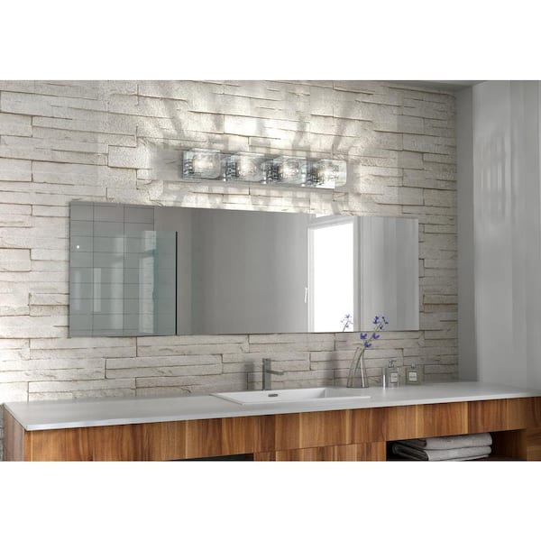 Metropolitan 31 in. 4-Light Chrome Modern Vanity Light Bar for Bathroom with Clear Glass