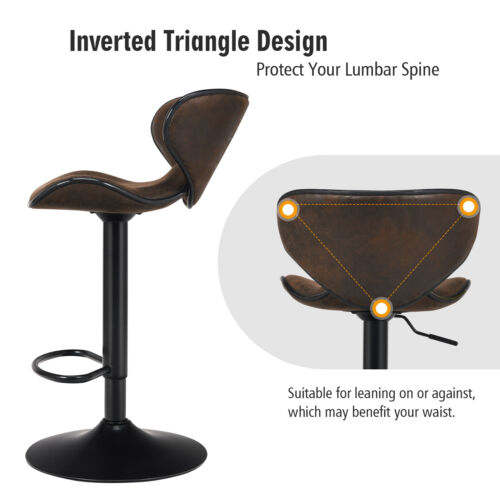 Costway Set of 4 Adjustable Bar Stools Swivel Bar Chairs Pub Kitchen Retro Brown