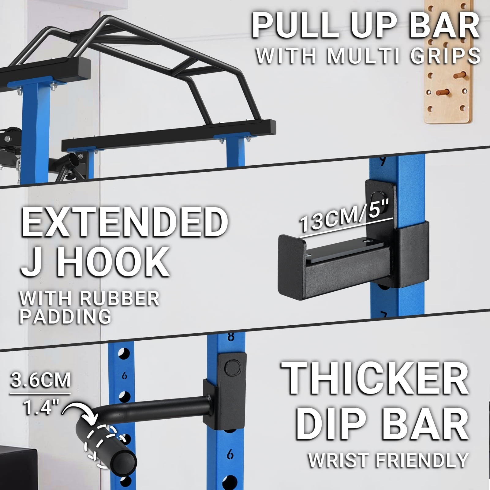 MJDB  Power Rack Cage, Squat Rack with LAT Pulldown System, 1200LB Capacity Weight Cage Home Gym with 360° Landmine, Dip Bars, Band Peg, Gym Equipment (Red)