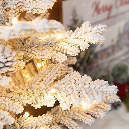 Christmas Table Tree 2ft Upward Wrapped Flocked Pine Artificial Table Tree