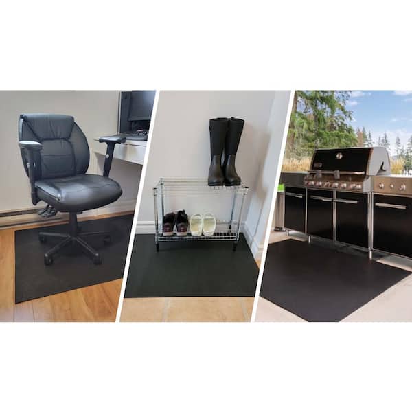 4 ft. x 6 ft. x 0.118 in. Black Rubber Fitness Utility Mat (24 sq. ft.)