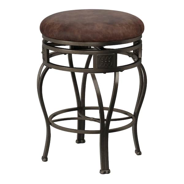 Montello 26 in. Gray Backless Swivel Counter Height Stool with Wood Panel