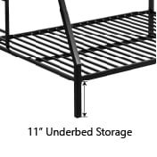 Amolife Twin Over Full Metal Bunk Bed with Stairs, Fullength Guardrail, Matte Black