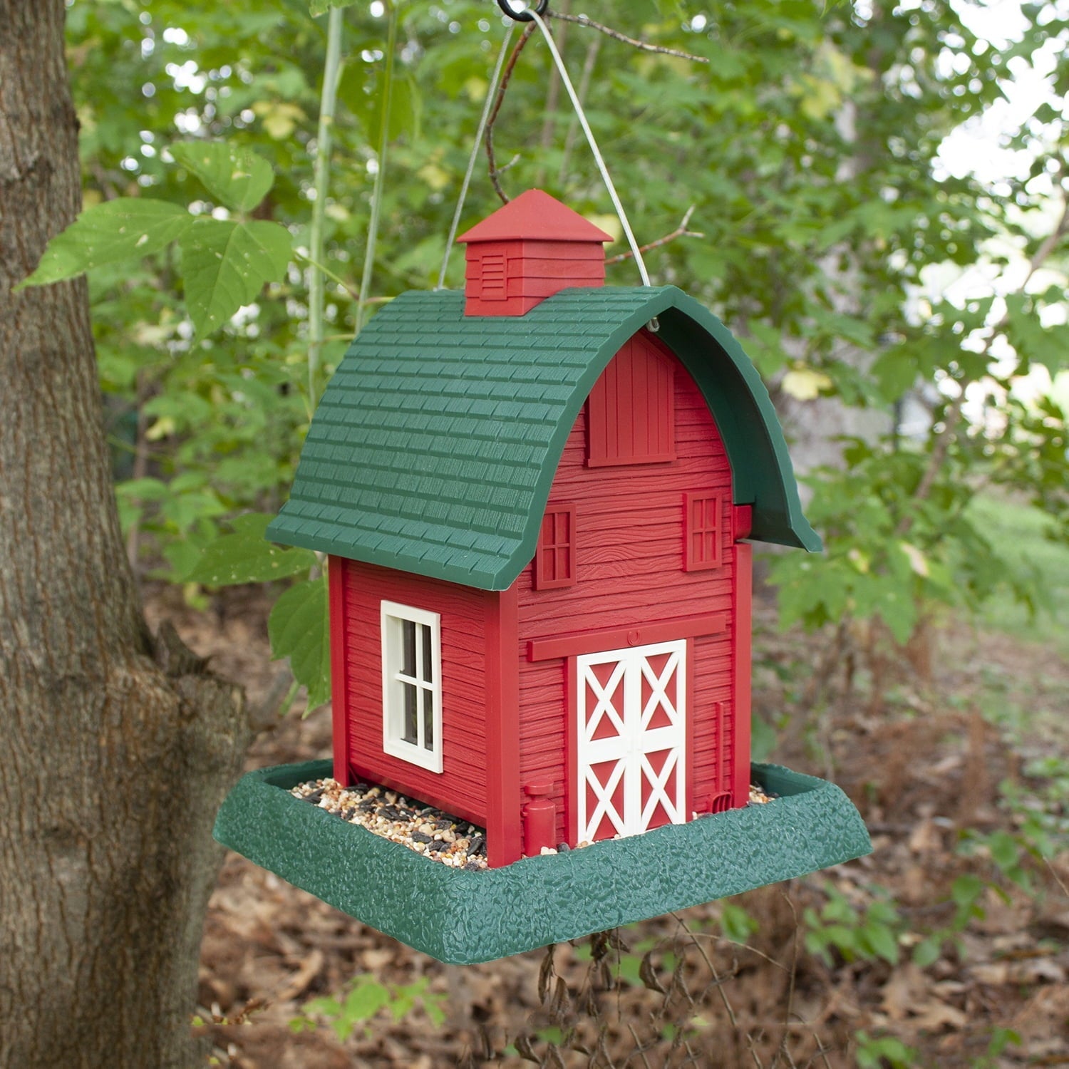 North States Village Collection Red Barn Hopper Bird Feeder, 5 lb. Capacity
