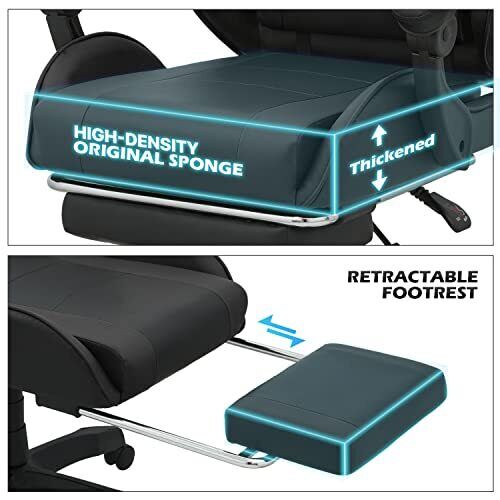 Gaming Chair with Footrest High Back Video Game Chair with Headrest & Lumbar ...