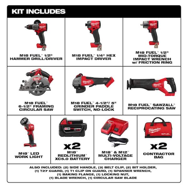 M18 FUEL 18-Volt Lithium-Ion Brushless Cordless Combo Kit (7-Tool) w/M18 FUEL PACKOUT Vacuum