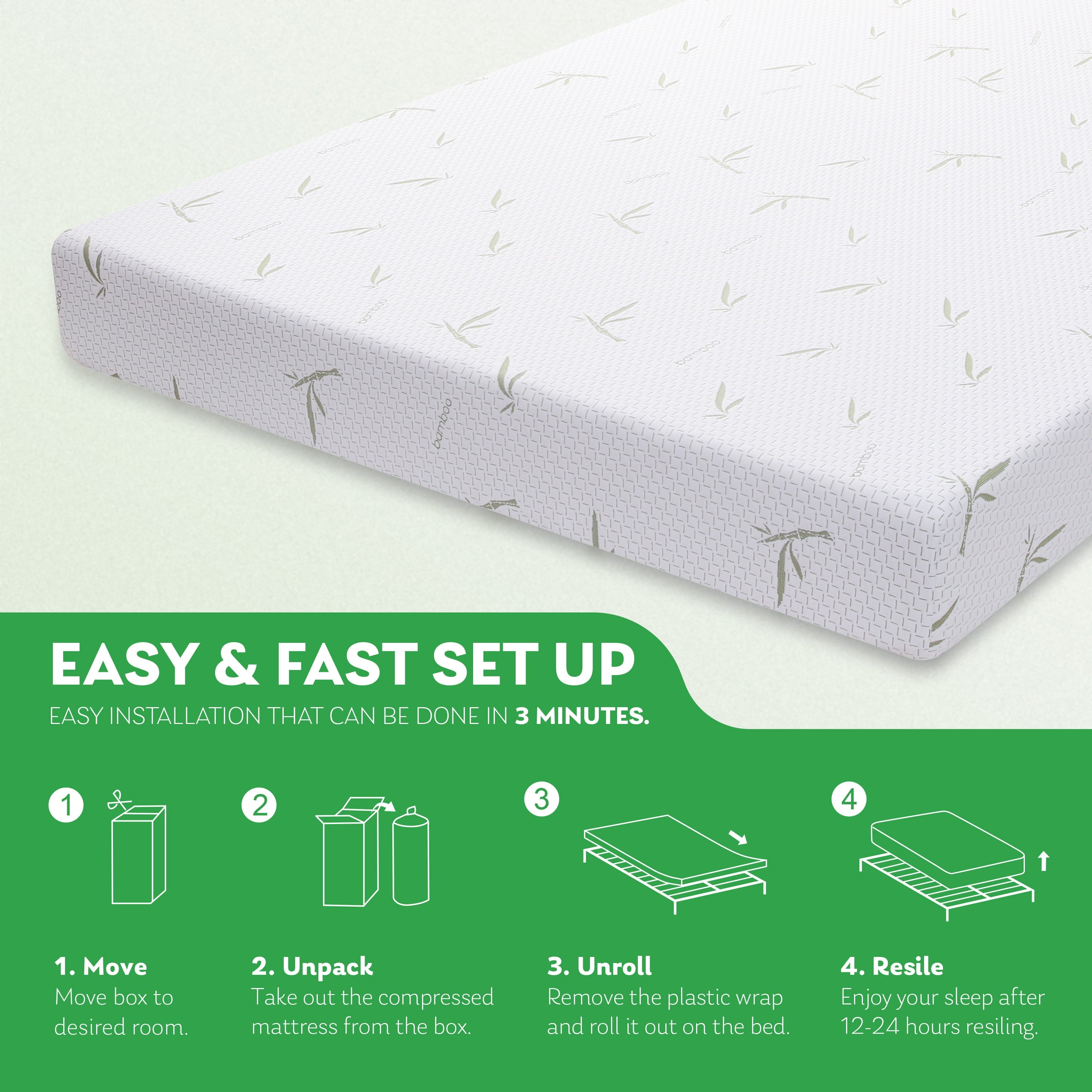 Green Tea Gel Memory Foam Mattress In a Box, Twin Size