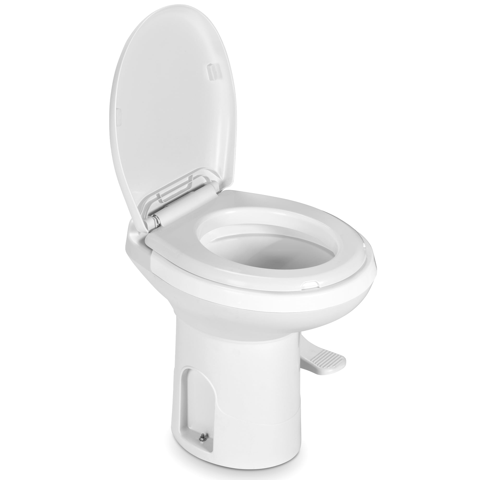 Dextrus Portable RV Toilet with Pedal Flush, Gravity Flush Toilet High Profile for Caravan Travel, Camping, Boating, White