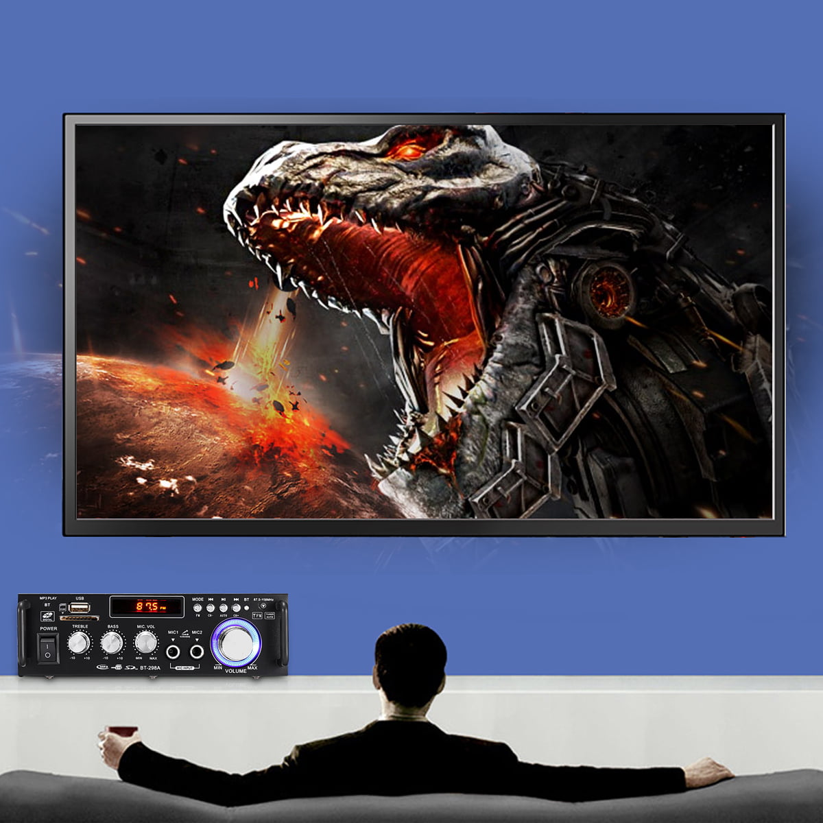 600W 4-16Ohm Amplifier with bluetooth LCD Digital Display Stereo Audio HiFi Amp MP3/USB/SD Car / Home / Theater