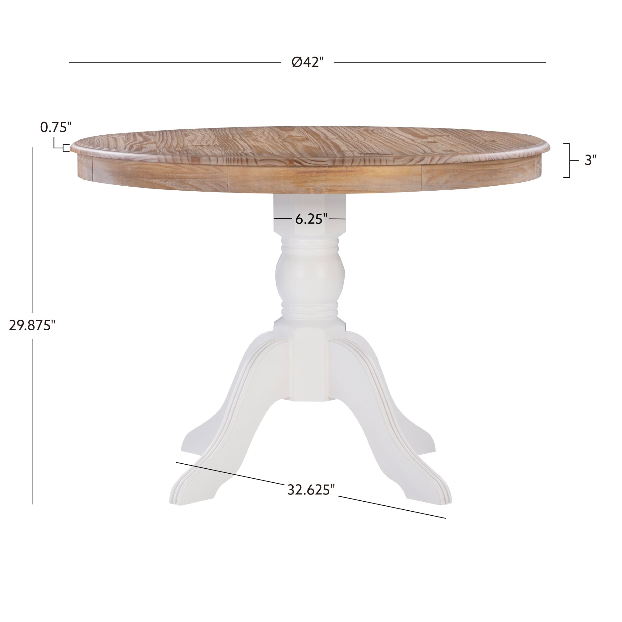 Linon Tobin  Pedestal Dining Table - Natural/White