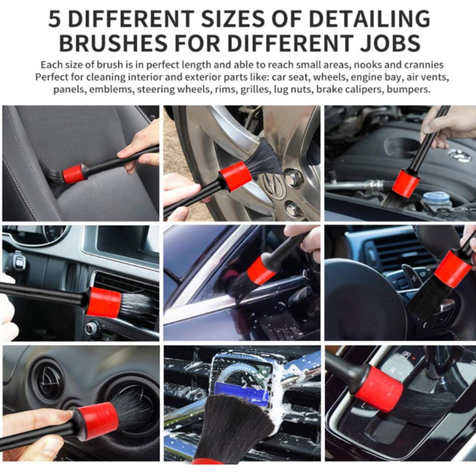 CACAGOO 26 PCS Drill Brush Attachments Car Detailing Brush Kit Automotive Cleaners