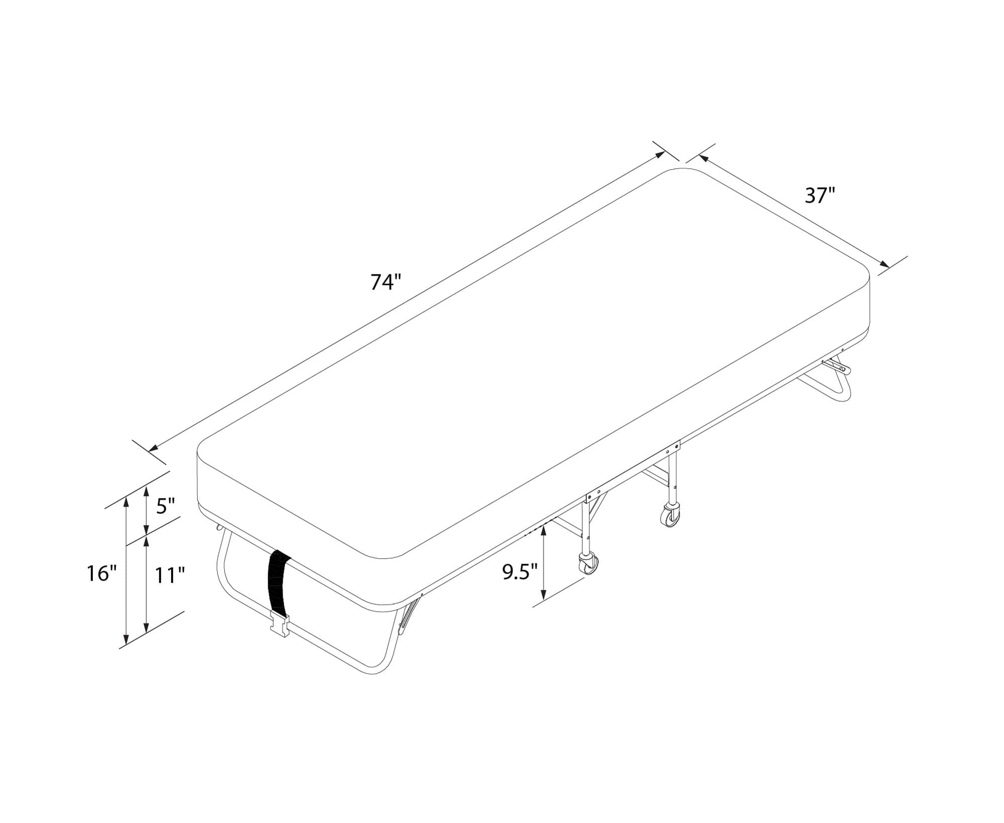 DHP Folding Rollaway Guest Bed with 5 Inch Mattress, Twin