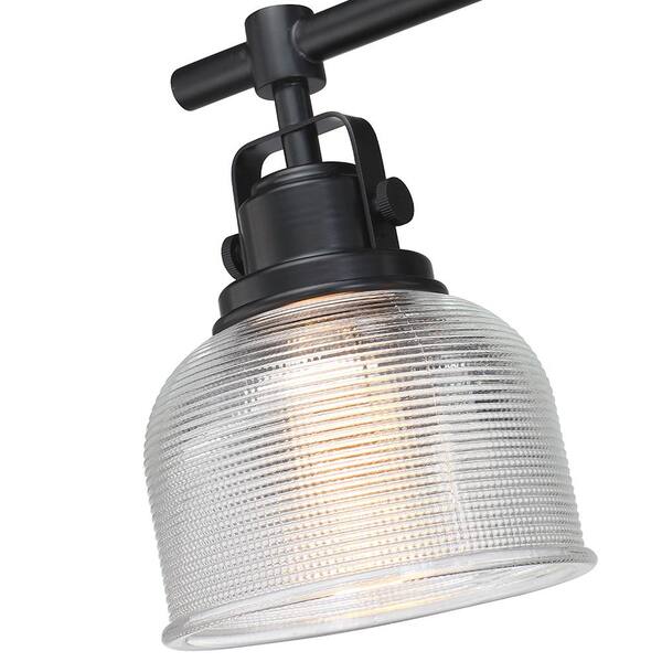 24 in. 3-Light Black Bathroom Vanity Light with Clear Prismatic Glass Shade