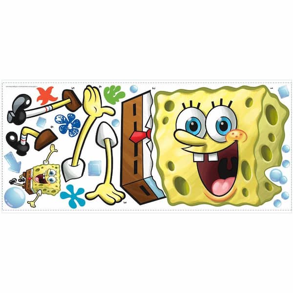 5 in. x 19 in. Spongebob Squarepants 23-Piece Peel and Stick Giant Wall Decals