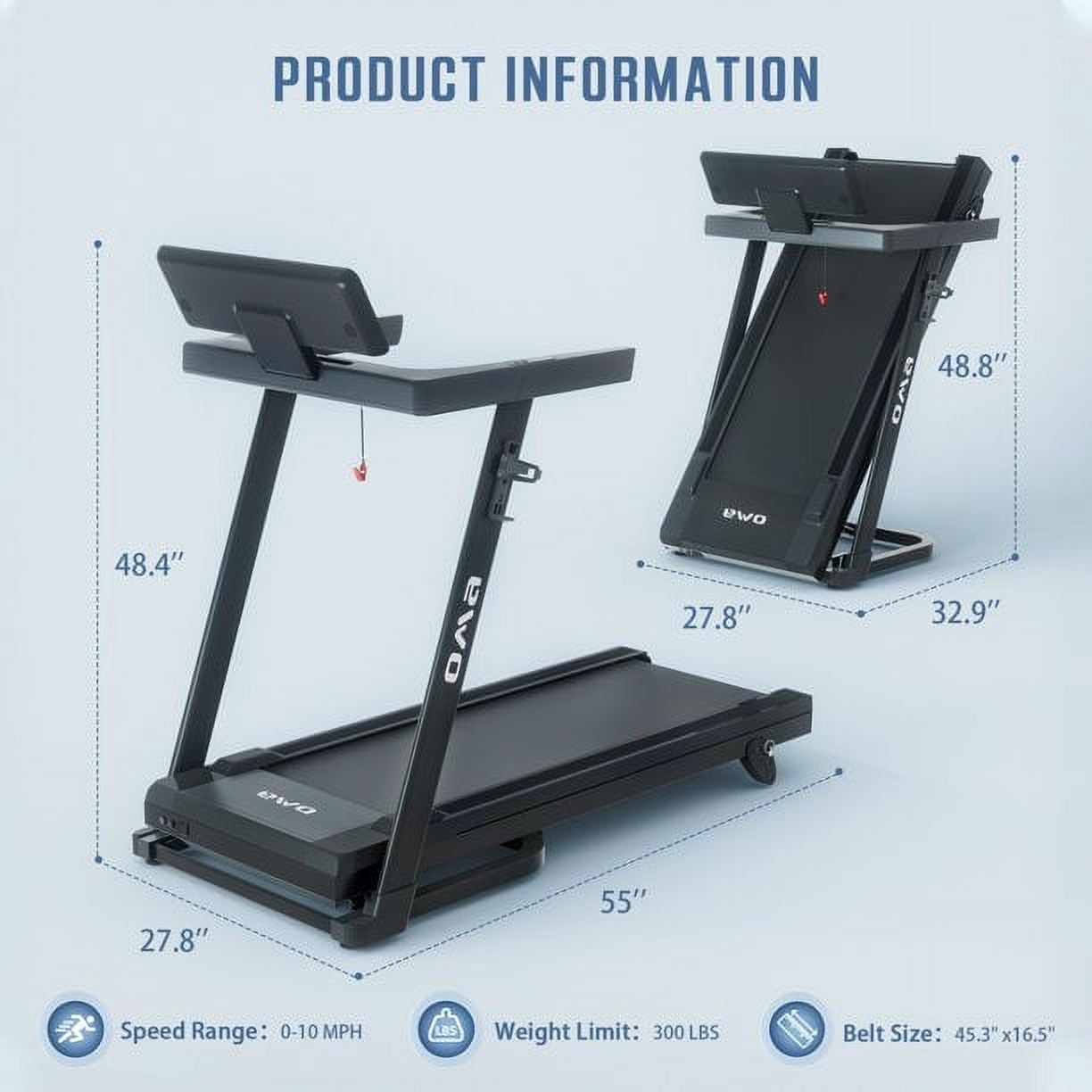 OMA Electric Exercise Treadmills for Home 7200EB with Max 2.5 HP 300 LBS Capacity Foldable Treadmill for Running and Walking Jogging Exercise with 36 Preset Programs and 3-level Incline