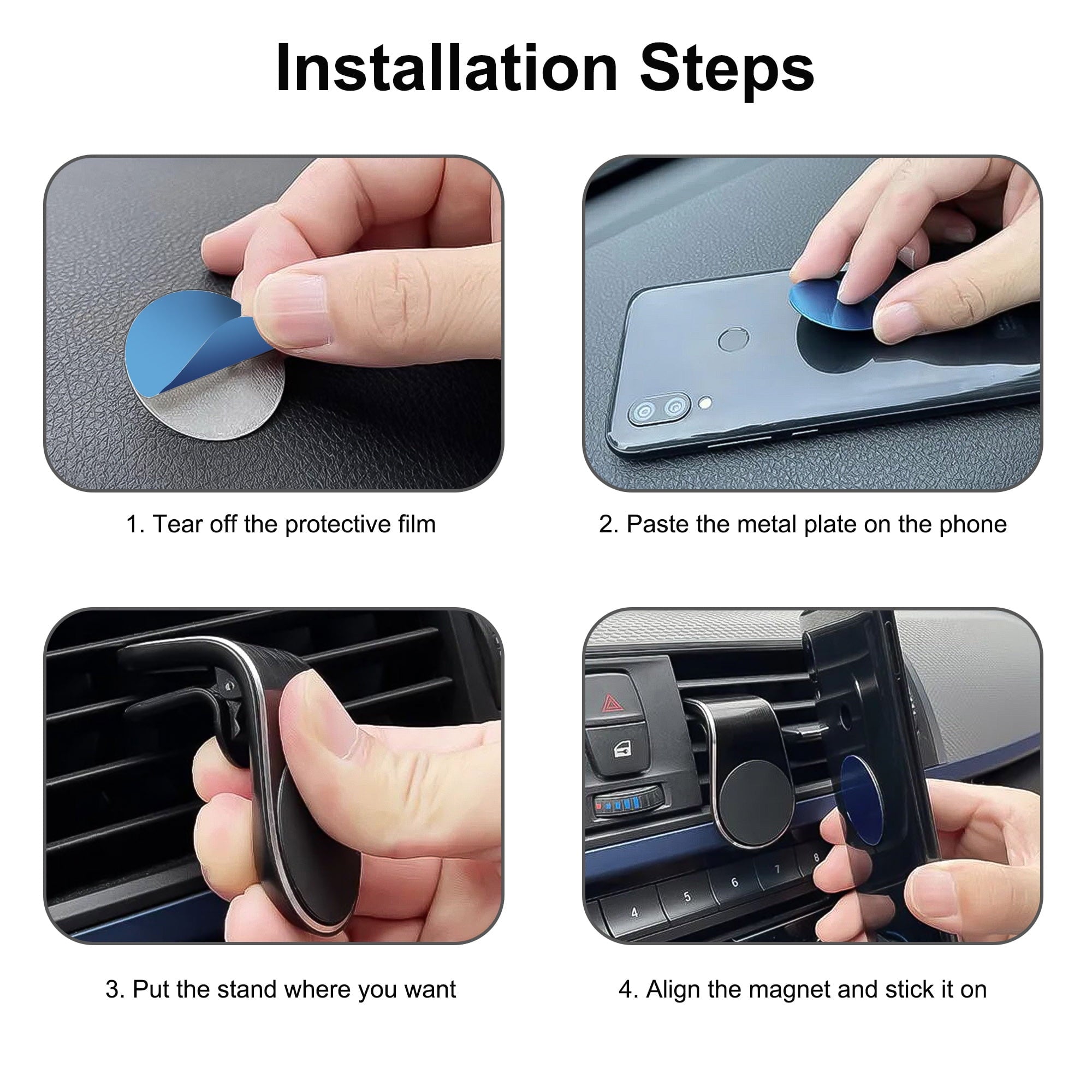 EEEkit Magnetic Car Phone Mount, Universal Air Vent Clip Phone Holder, Hands Free Car Phone Mount Fit for iPhone 14 13 12 11 Pro Xs Max XR Plus, Samsung Galaxy S20 S10+ S22, Smartphones