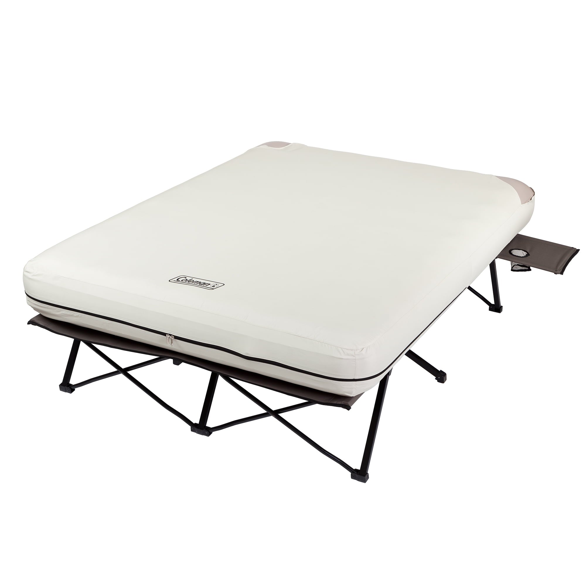 Coleman Cot and Thick Queen Air Mattress Combo Side Tables, Pump Included
